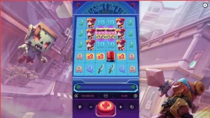 Tampilan layar permainan slot Zombie Blasters dengan elemen visual arcade dan zombie.