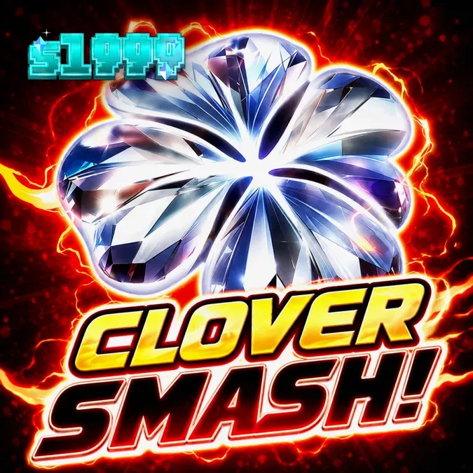 Tampilan visual slot Clover Smash dengan simbol semanggi yang bersinar
